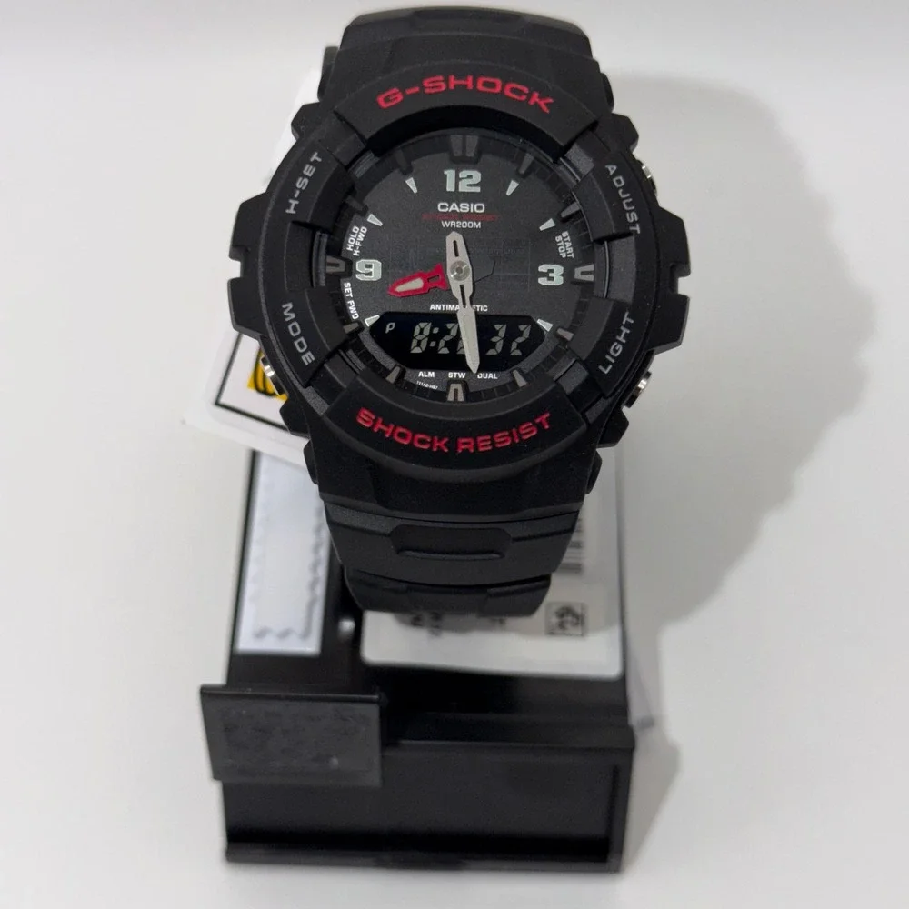 Casio G-Shock Watch Mens Black Analog Digital G100-1BVWT Sport